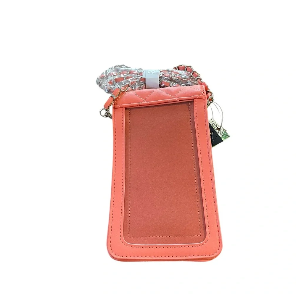 Badgley Mischka Coral Diamond-Stitched Phone Case 4 x 7.5”